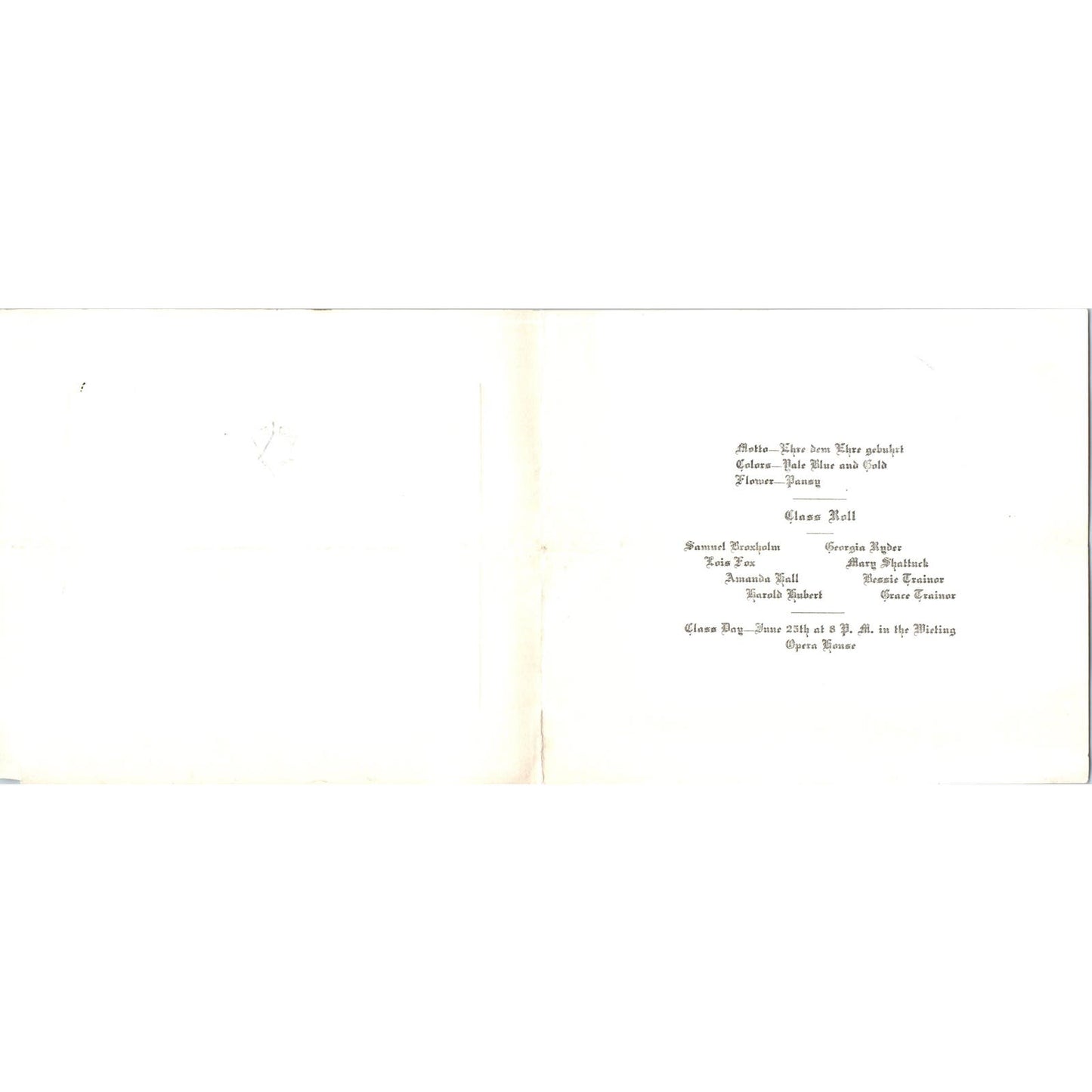 Class of 1912 Worcester High School Graduation Commencement Program AE6