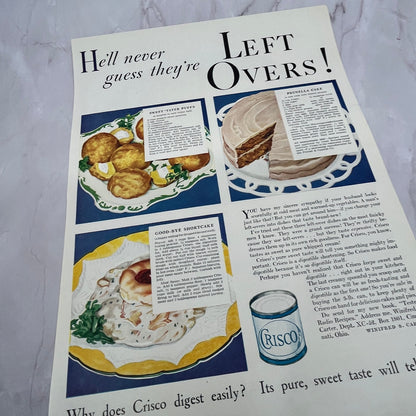 Crisco Recipes for Leftovers 1932 Vintage Ad 10x13 V17