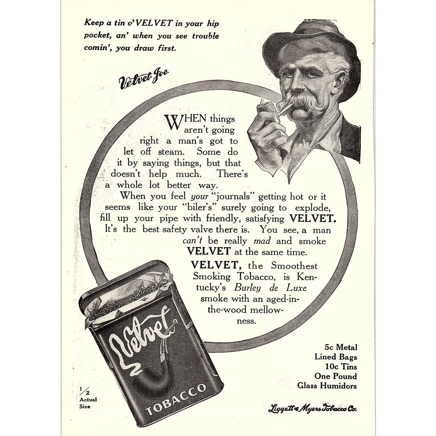 Velvet Tobacco, Anheuser-Busch Malt-Nutrine Double Sided 1914 Original Ad AF3-2