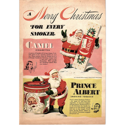 Merry Christmas for Every Smoker - Santa - Prince Albert, Camel 1948 Ad AF8-1
