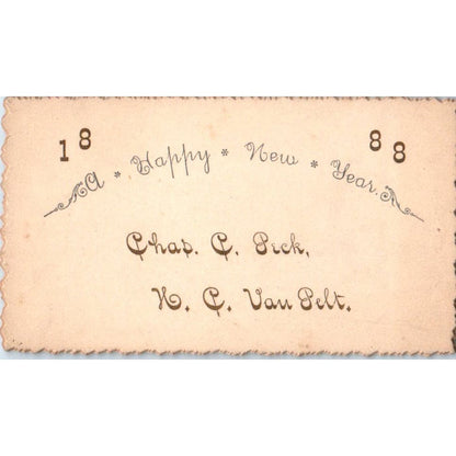 1888 Original New Year Calling Card Chas. C. Peck H.C. Van Pelt AE2