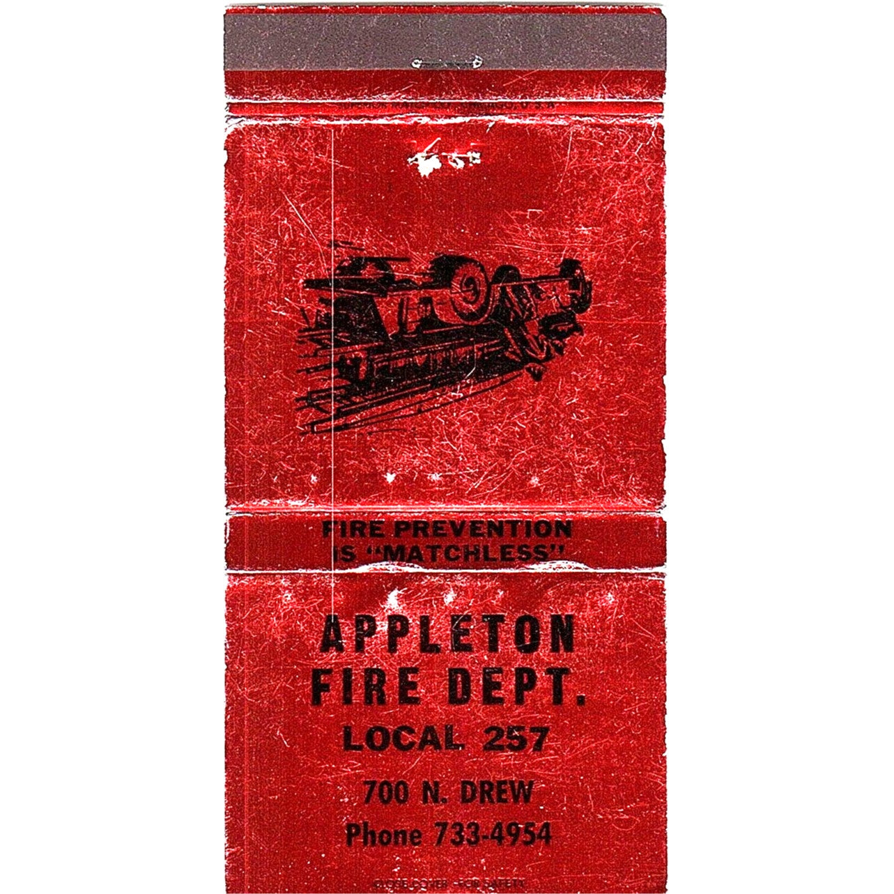 Apple Fire Dept Local 257 WI Vintage Matchbook TB6-MB2-8