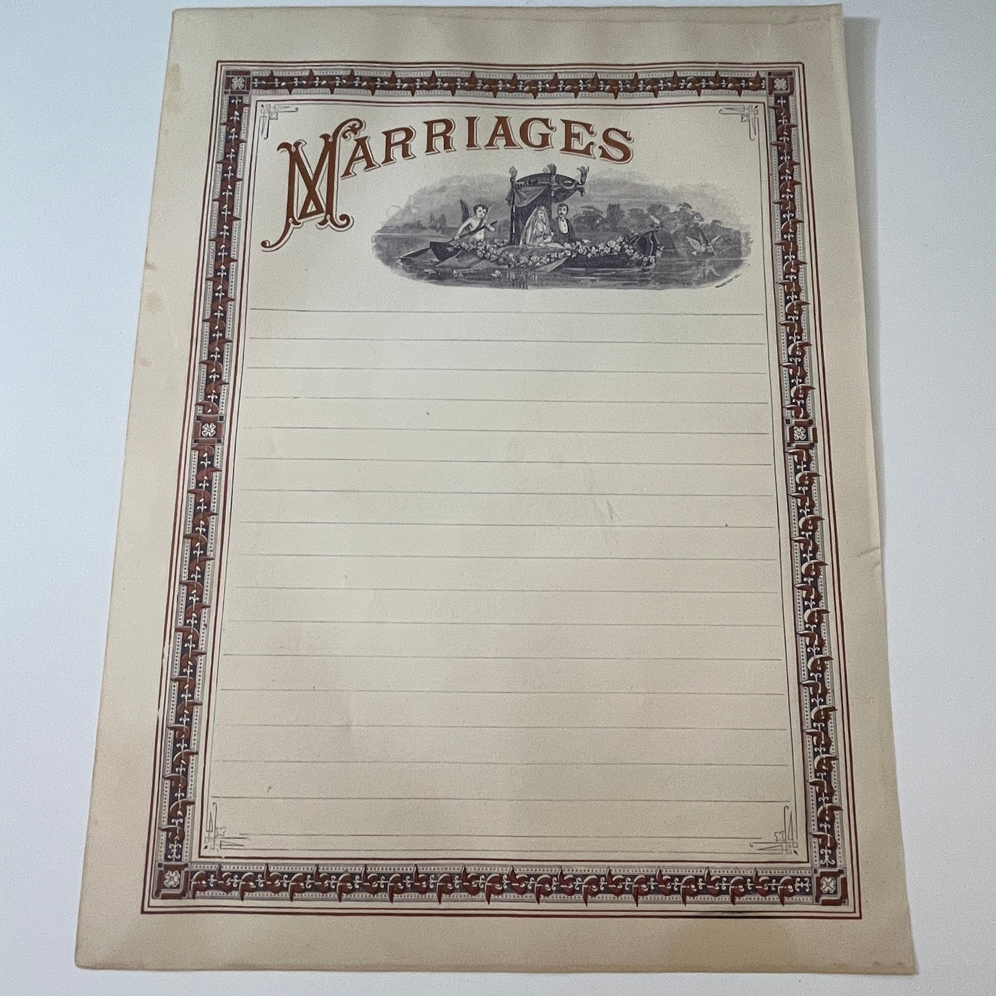 Blank Marriage Certificate Genesis 11:24 1892 Bible Engraving V1-6