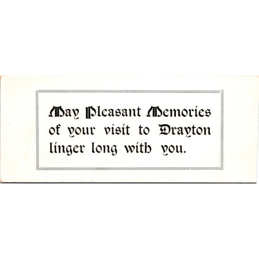 Pleasant Memories Drayton ND Antique Blotter Card AJ5-H6