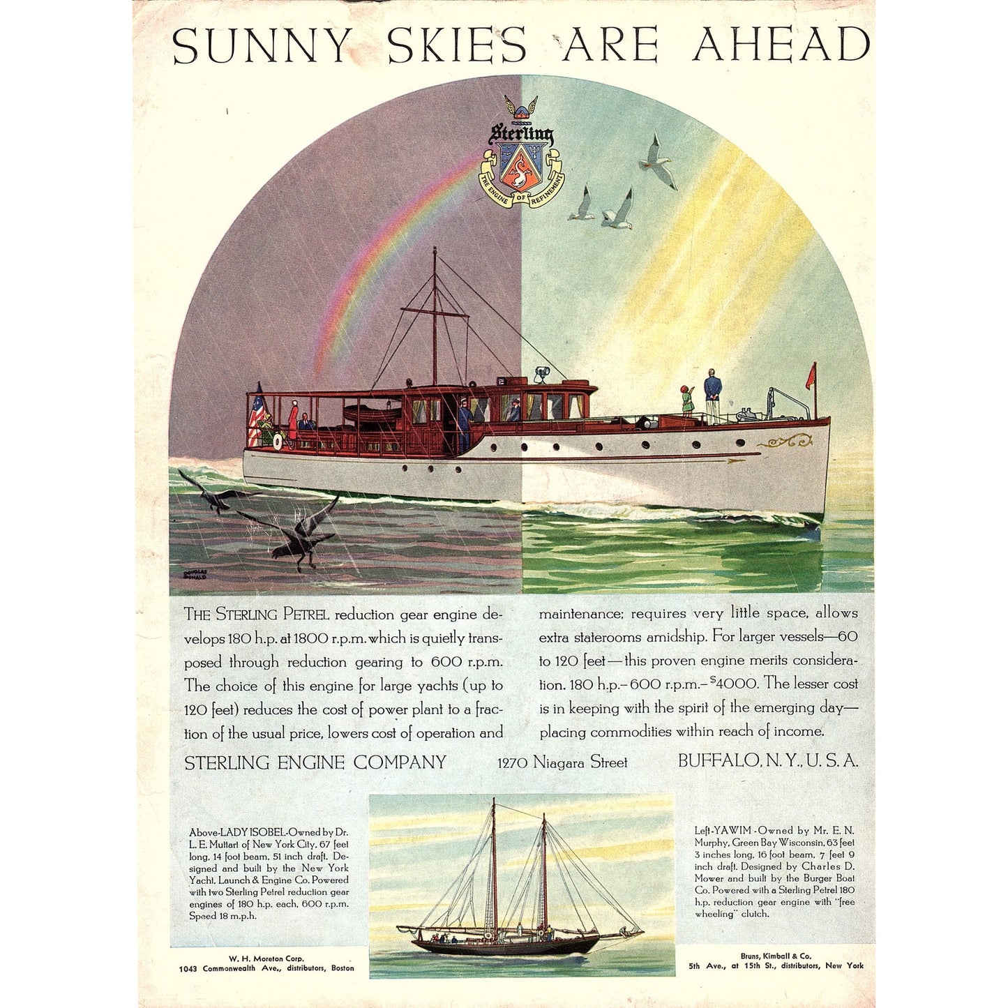 Lady Isobel Muttart NY, YAWIM Murphy Green Bay Sterling Engine Co 1932 Ad V1-4