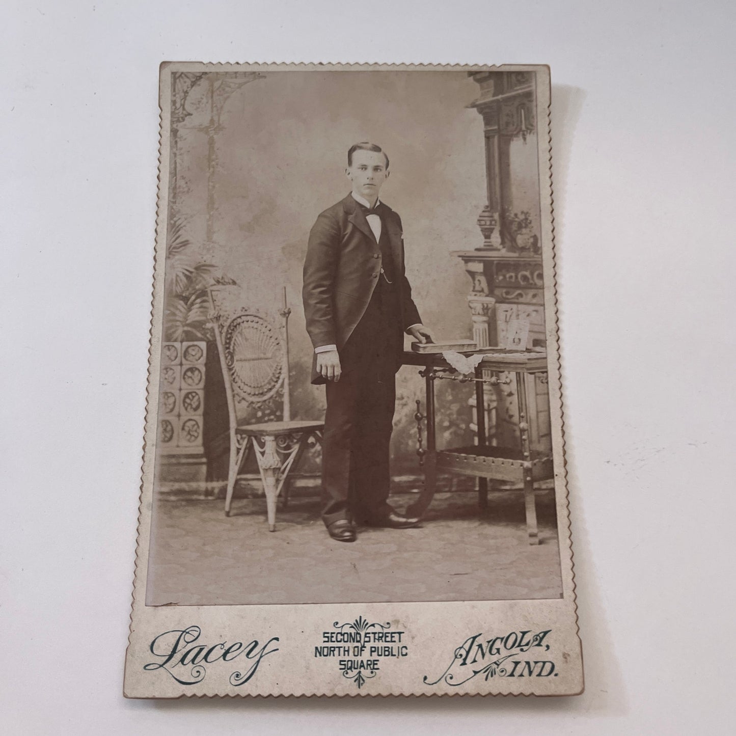Young Man at a Desk - Lacey, Angola IN Antique Victorian CDV Card H4-2