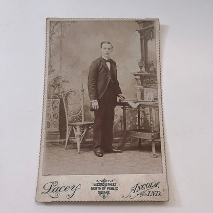 Young Man at a Desk - Lacey, Angola IN Antique Victorian CDV Card H4-2