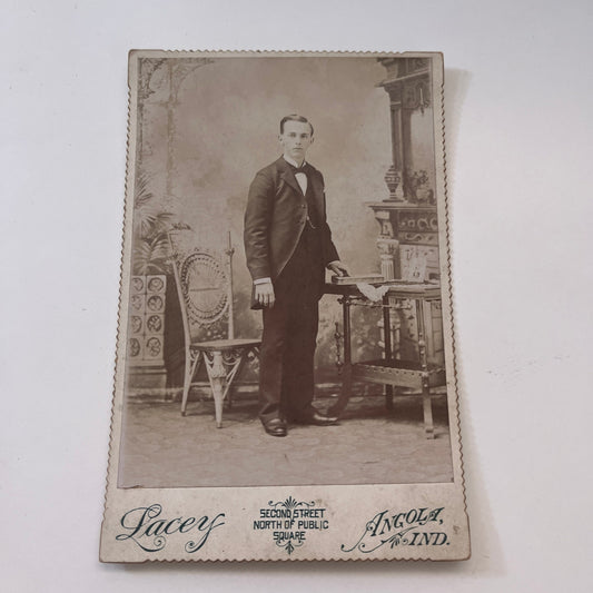 Young Man at a Desk - Lacey, Angola IN Antique Victorian CDV Card H4-2