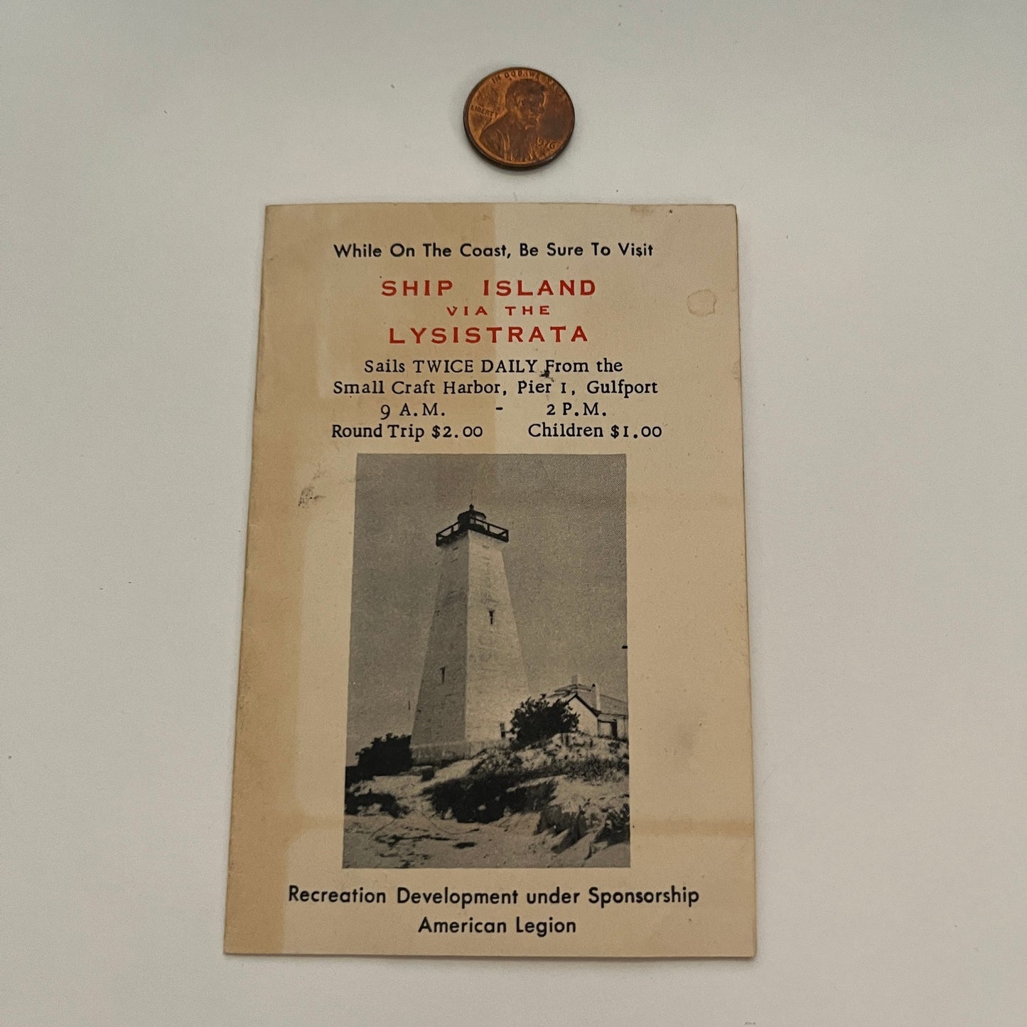Visit Ship Island Via the Lysistrata Biloxi MS 1953 Brochure AG8-H1