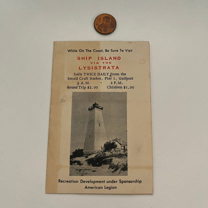 Visit Ship Island Via the Lysistrata Biloxi MS 1953 Brochure AG8-H1