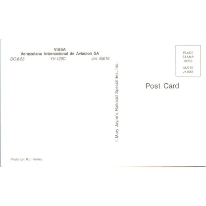 Viasa Venezolana Internacional De Aviación SA DC-8-53 Vintage Postcard TG8-PC