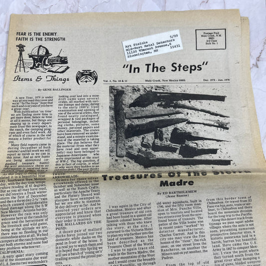 1979 Jan - In the Steps of the Treasure Hunter Newspaper - Mule Creek NM M11