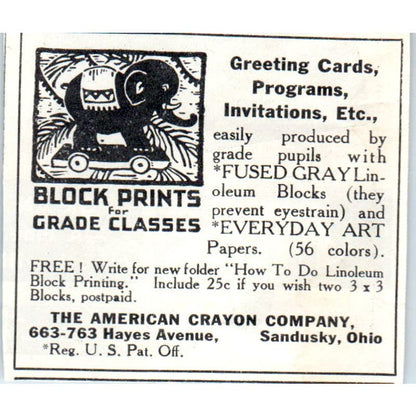 The American Crayon Company Sandusky OH 1930s Magazine Advertisement AE4-I2