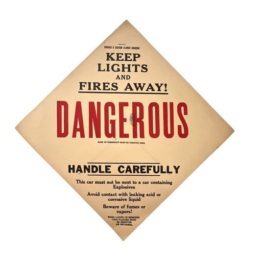 VTG Chicago & Eastern Illinois Railroad Dangerous Form 3516 Paper Sign 10” V37-2