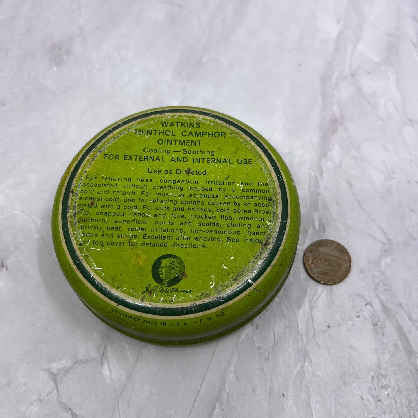 Vintage J.R. Watkins Co Menthol Camphor Tin Winona MN Oakland CA SC1