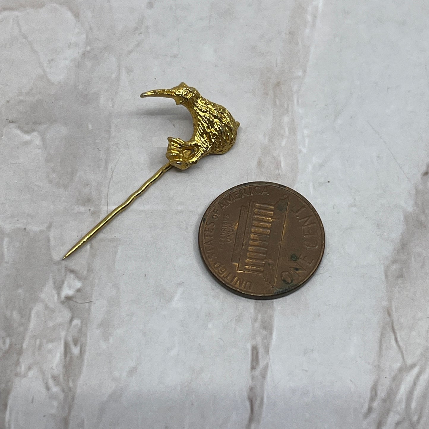 Kiwi Stickpin New Zealand Bird Pin Bird Jewelry Gold Tone Petite Smaller Size SB3
