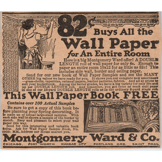 Montgomery Ward Wallpaper Book 1923 Magazine Ad Clip AE1-2