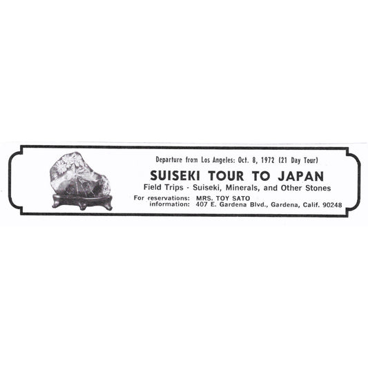 Suiseki Tour To Japan Mrs Toy Sato Gardena California 1972 Ad AF8-M4