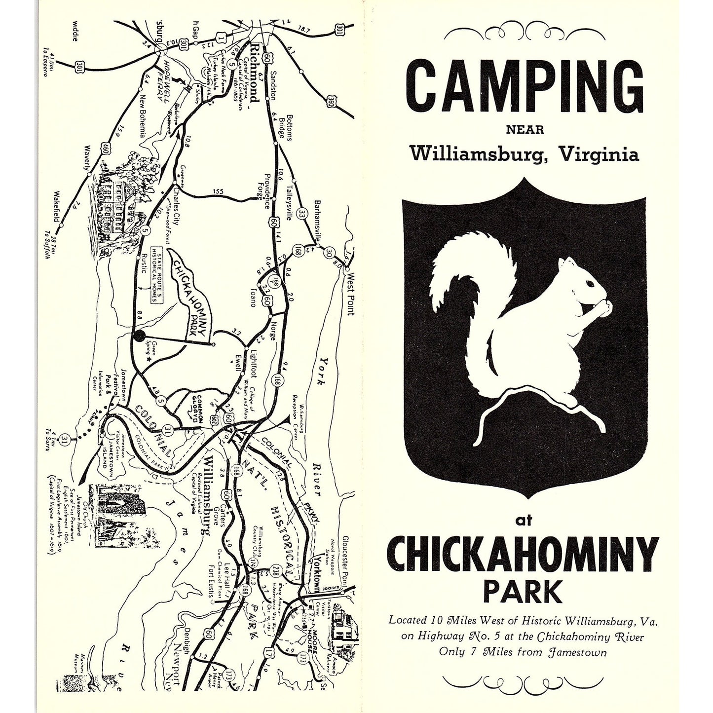 Camping Near Williamsburg VA Chickahominy Park 1960s Travel Brochure TH2-TB3