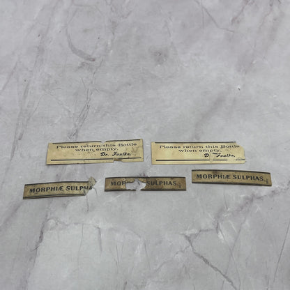 Lot of 5 Antique Apothecary Bottle Labels Dr. Foulke TB8-OD