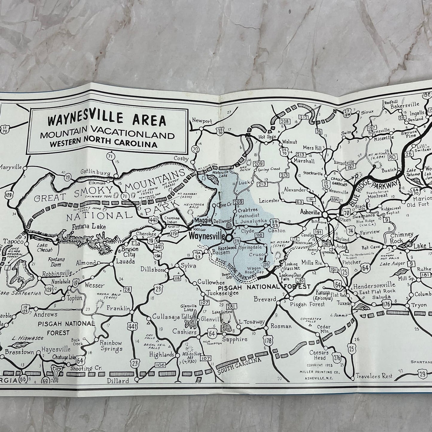 1950s Waynesville Area North Carolina Smoky Mountains Map Brochure TG8-Z