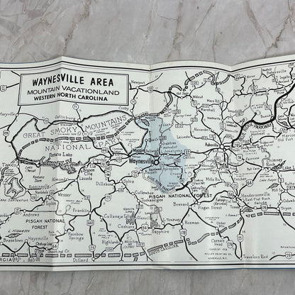 1950s Waynesville Area North Carolina Smoky Mountains Map Brochure TG8-Z