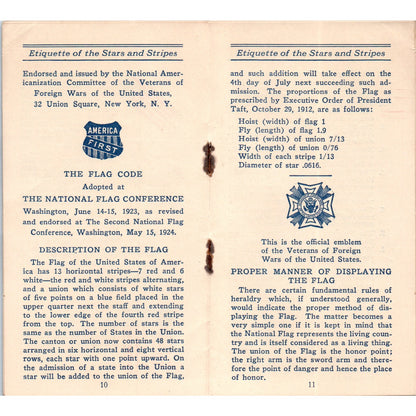 1926 VFW Etiquette of the Stars and Stripes Informational Booklet AD8-R3