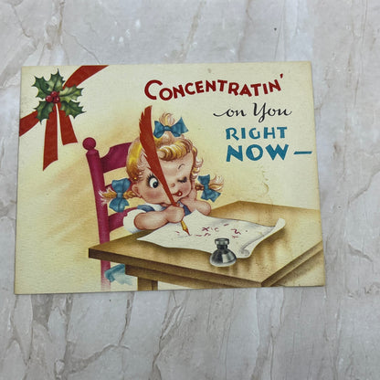 1950s Christmas Greeting Card "Concentratin' on You" AE3