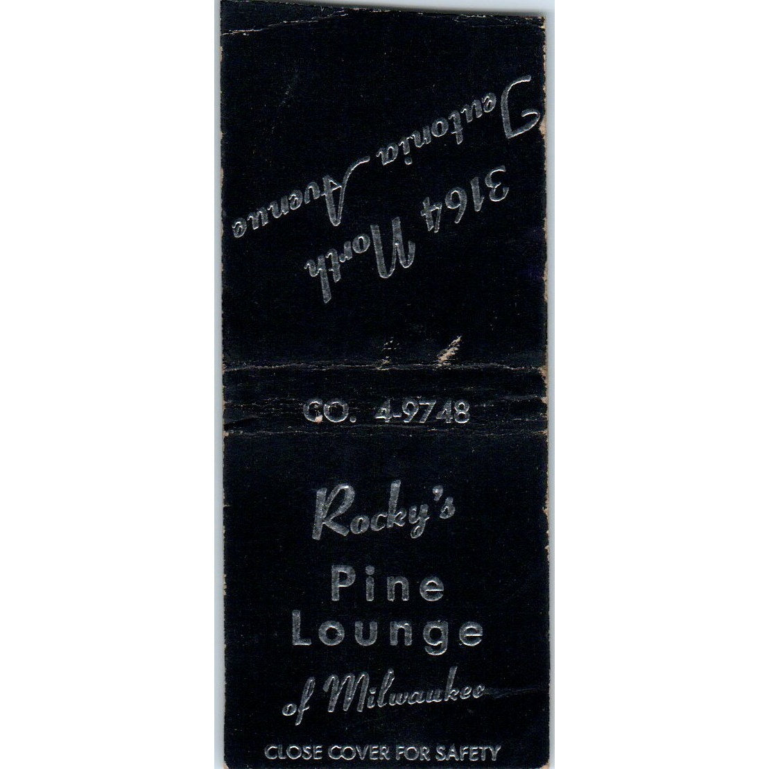 Rocky's Pine Lounge of Milwaukee WI Vintage Matchbook Cover SD4-Y11
