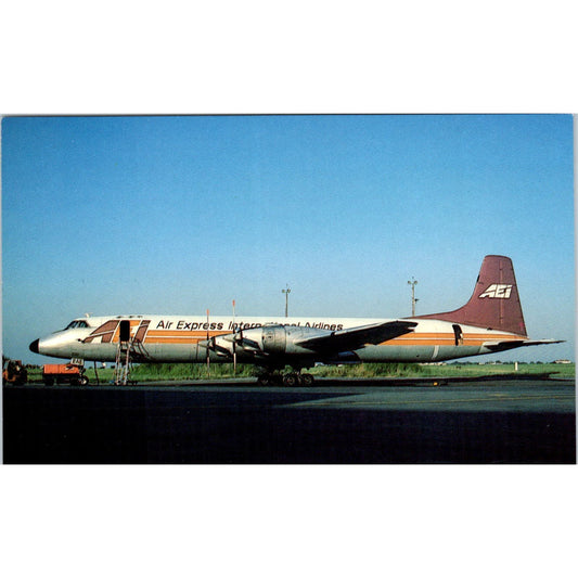 Air Express International Airlines Canadair CL-44D4-2 Vintage Postcard PC3
