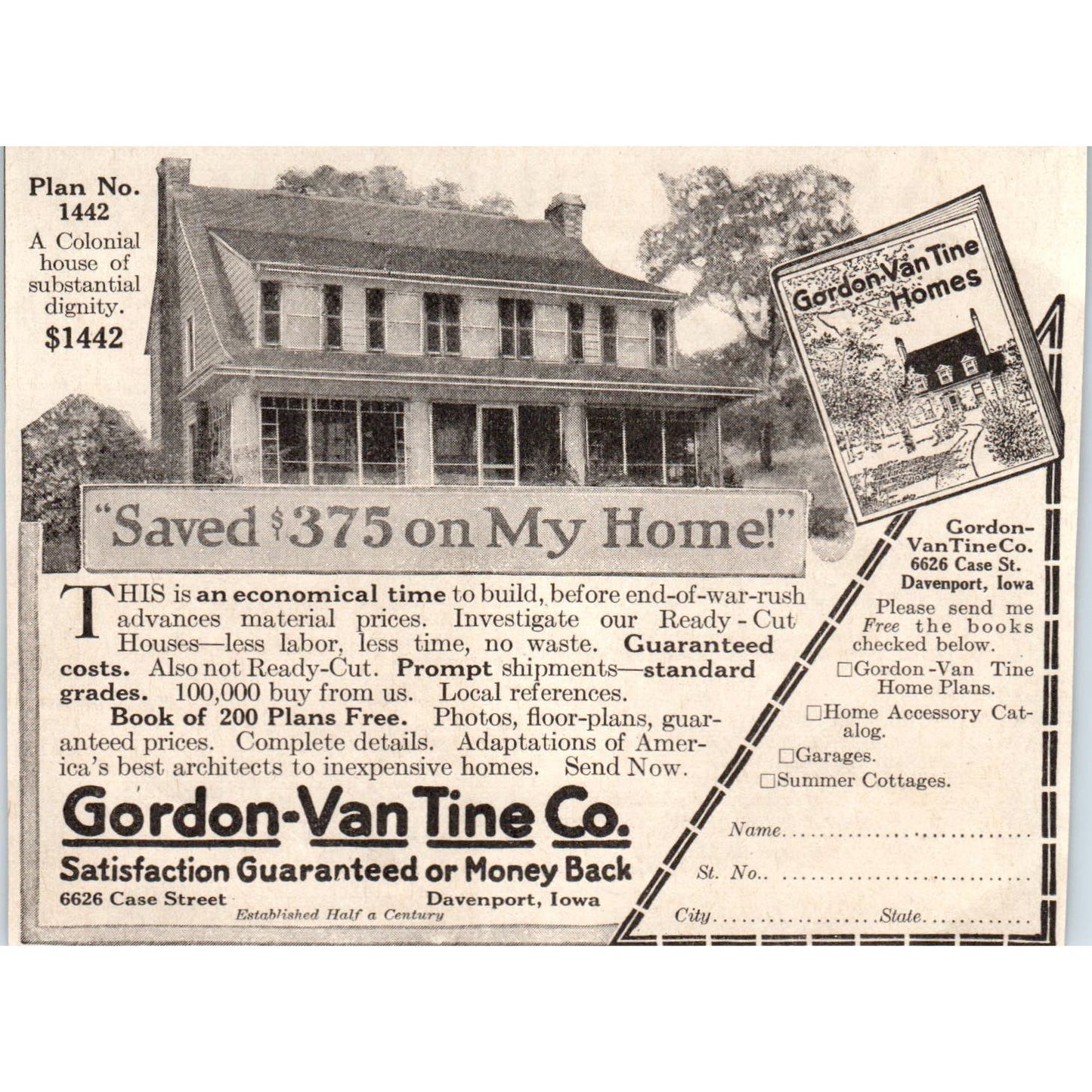 Gordon-Van Tine Co Home Building Davenport Iowa 1918 Magazine Ad AF1-WH1