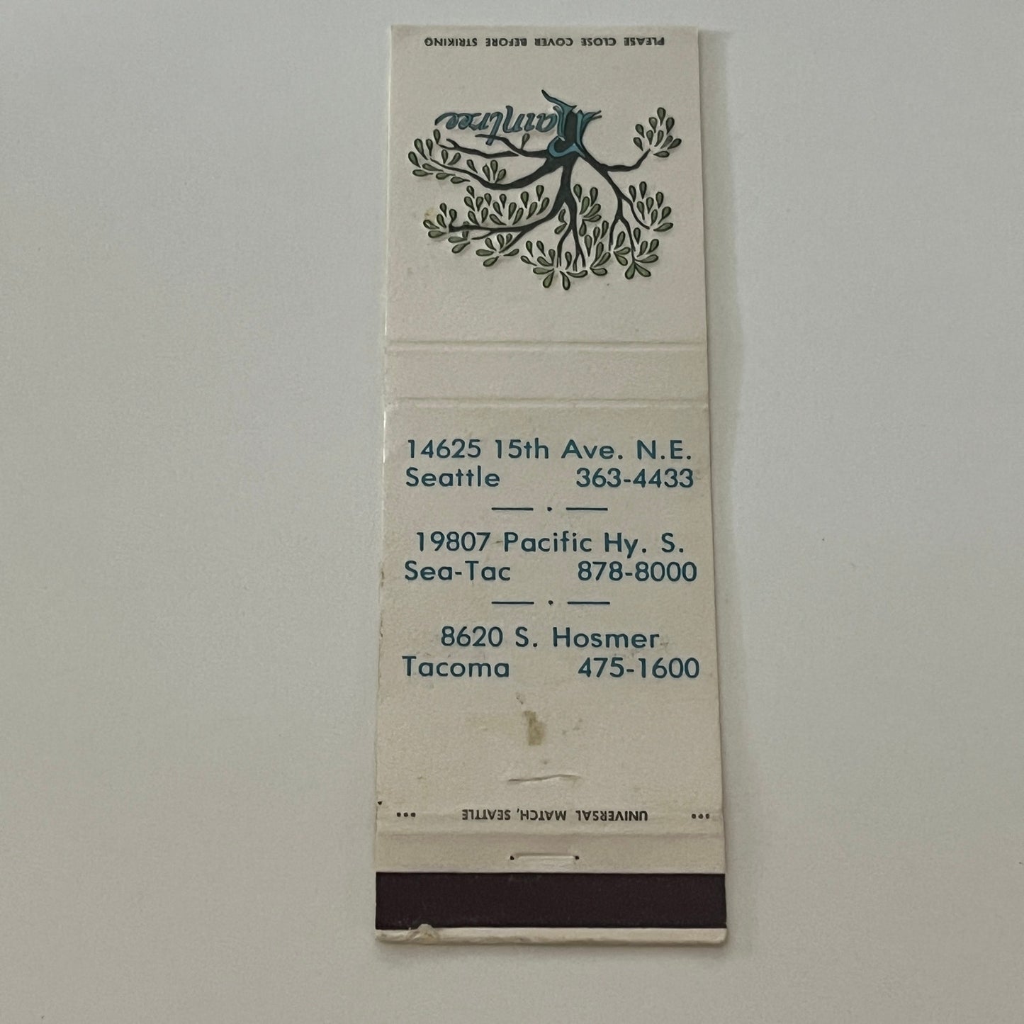 Raintree Steak House Seattle Sea-Tac Tacoma WA Matchbook Cover MM5-9