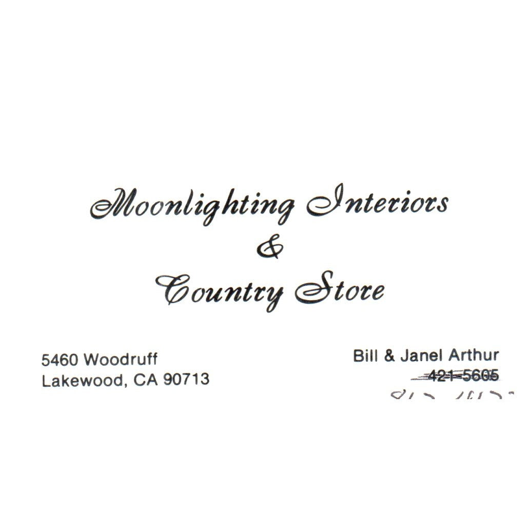 Moonlighting Interiors  Bill & Janel Arthur Lakewood CA Business Card SF3-B1