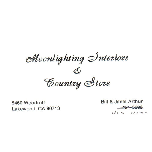 Moonlighting Interiors  Bill & Janel Arthur Lakewood CA Business Card SF3-B1