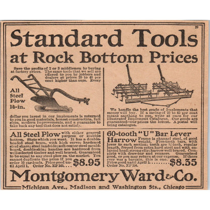 Montgomery Ward Standard Farming Tools Chicago 1905 Magazine Ad AF1-NEH