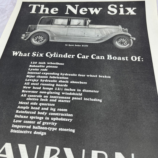 Lycoming Auburn 76 Sport Sedan 1928 Original Magazine Advertisement FL6-8