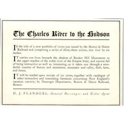 Charles River to the Hudson D.J. Flanders Agent c1905 Victorian Ad AE9-MA4