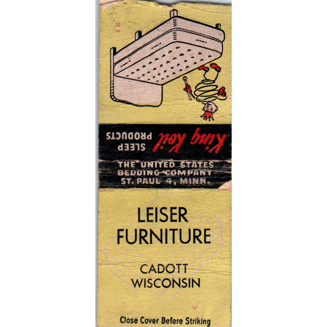 Leiser Furniture Cadott WI King Koil Vintage Matchbook Cover SD2-Y6