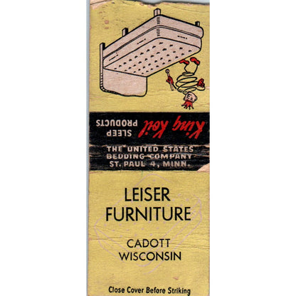 Leiser Furniture Cadott WI King Koil Vintage Matchbook Cover SD2-Y6