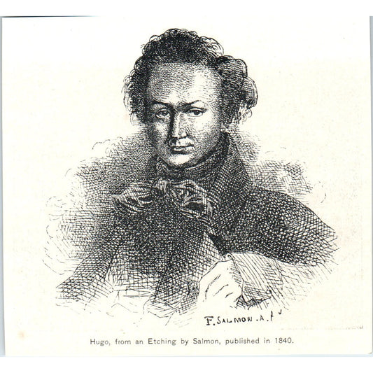Victor Hugo Etching by Salmon Print 1892 Magazine Ad AK5-H8