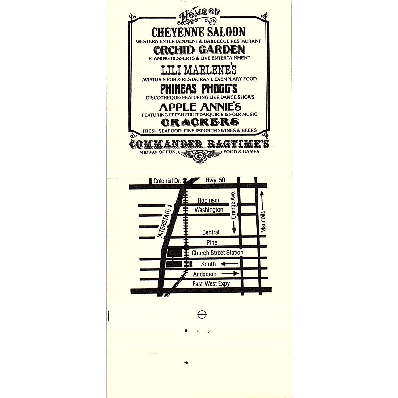 Church Street Station Rosie O'Grady's Orlando FL Vintage Matchbook MM4-10