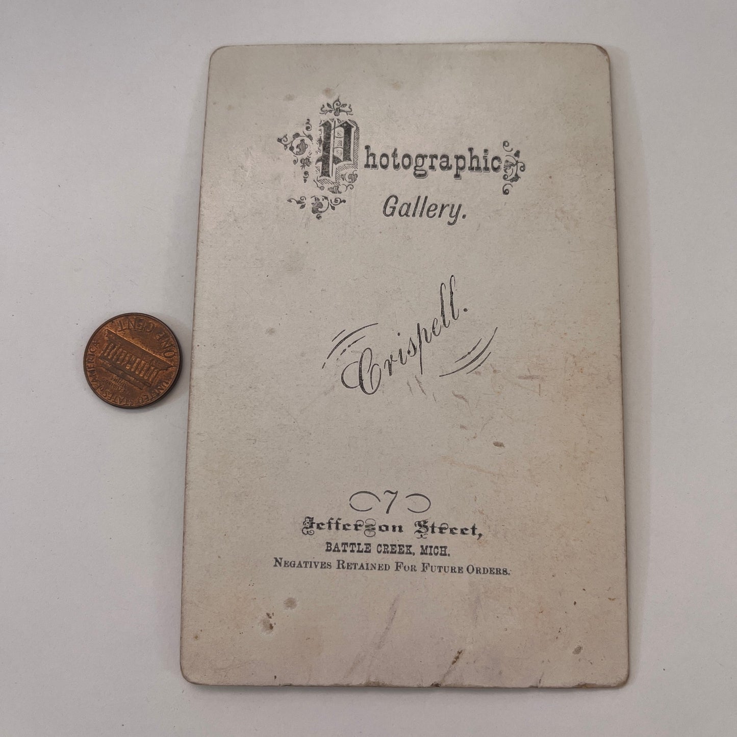 c1880 Husband & Wife Crispell, Battle Creek MI Antique Victorian CDV Card L2-1