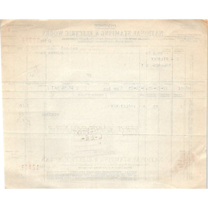 1926 National Stamping & Electric Works Chicago Billhead Letterhead D17