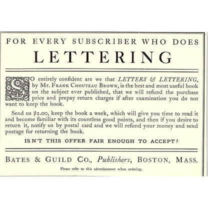 Frank Chouteau Brown Letters and Lettering Bates & Guild Boston - 1906 Ad AF5-3