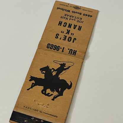 Joe's K Ranch Joe and Nan Kotarak 4840 South Whitnal Vintage Matchbook TB6-MB2-6