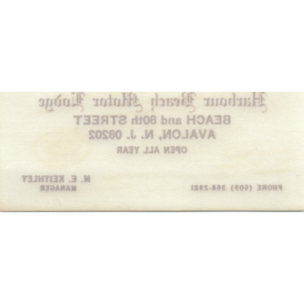 Harbour Beach Motor Lodge M.E. Keithley Avalon NJ Vintage Business Card SD8-B22
