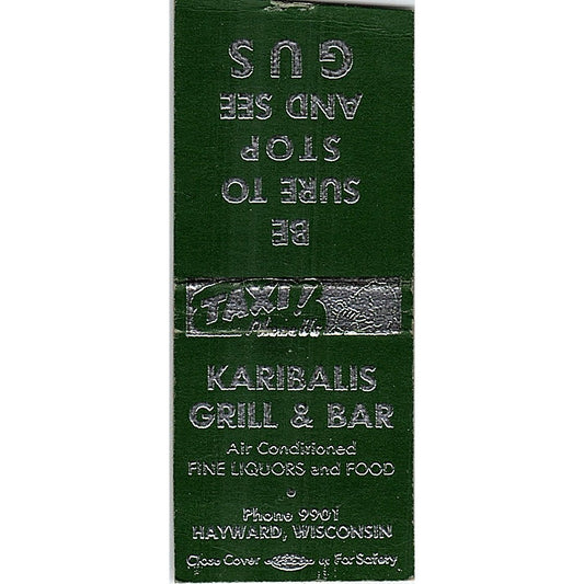 Karibalis Grill and Bar Hayward WI Vintage Matchbook Cover SF3-Y1