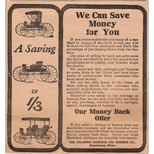 The Columbus Carriage and Harness Co Columbus OH 1905 Magazine Ad AF1-NEH