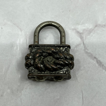 Vintage Metal Knot Padlock Charm Fob Keychain SC1