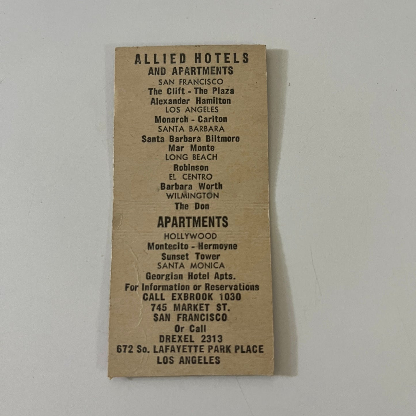 El Prado at the Plaza Hotel San Francisco c1940 Matchbook Cover MM15-2